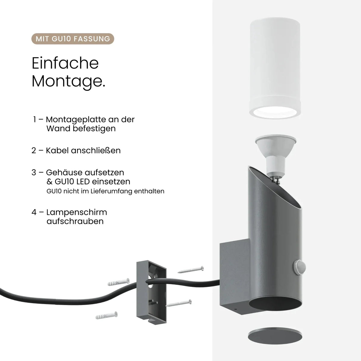 Wandleuchte LIVOR mit Sensor an Gartenmauer installiert