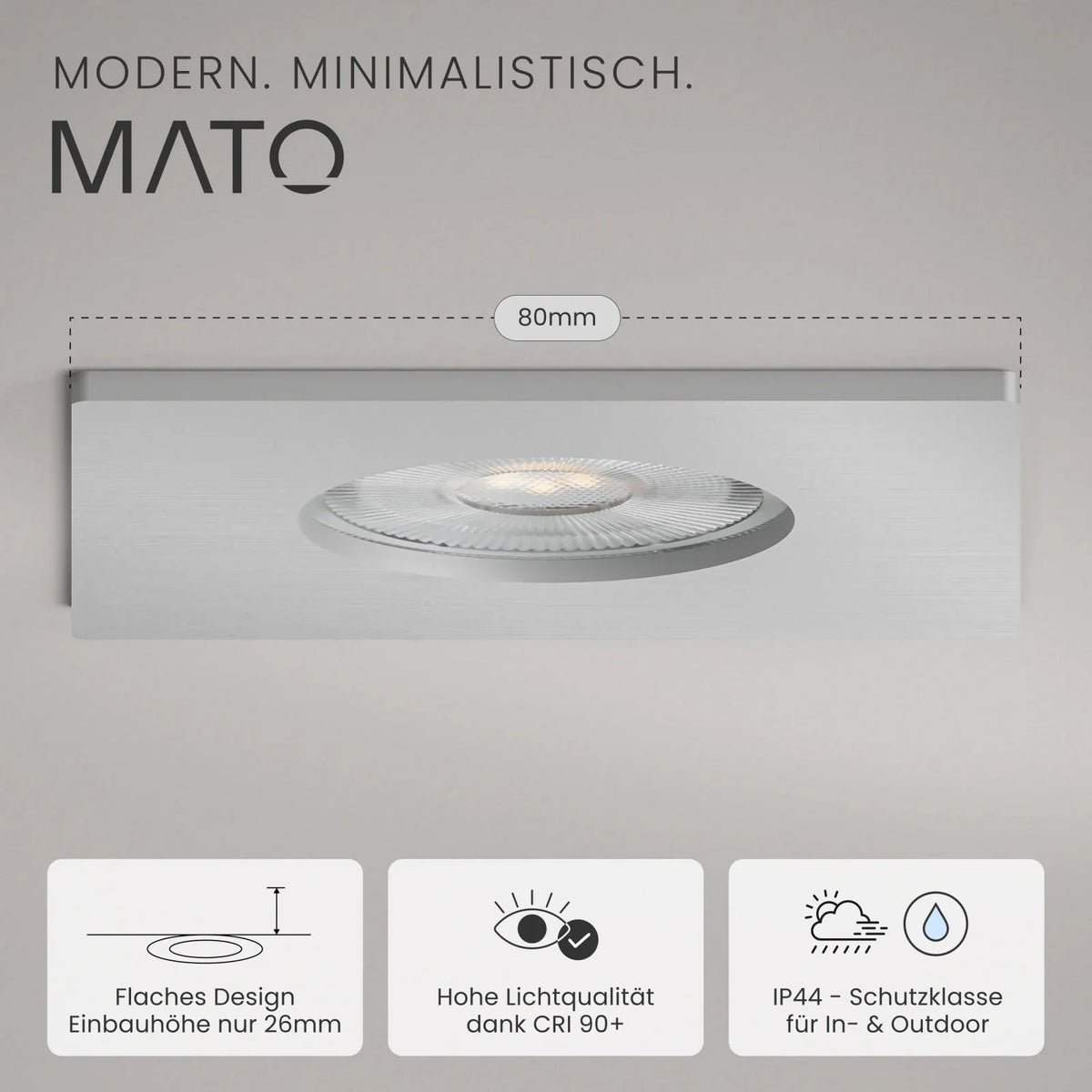 TEA recessed spotlight dimmable, 510lm, IP44, CRI90+