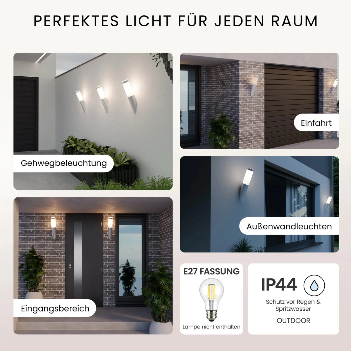 Wandleuchte WAVO Farbe Edelstahl Detailansicht