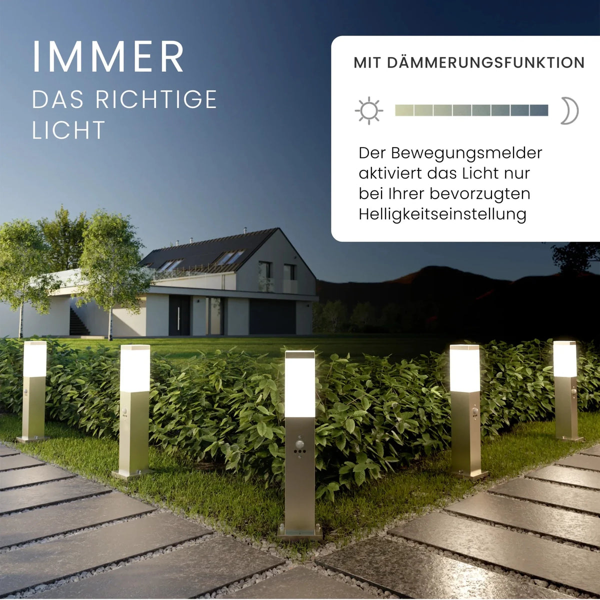 TAVO path light with motion sensor 8m, IP44