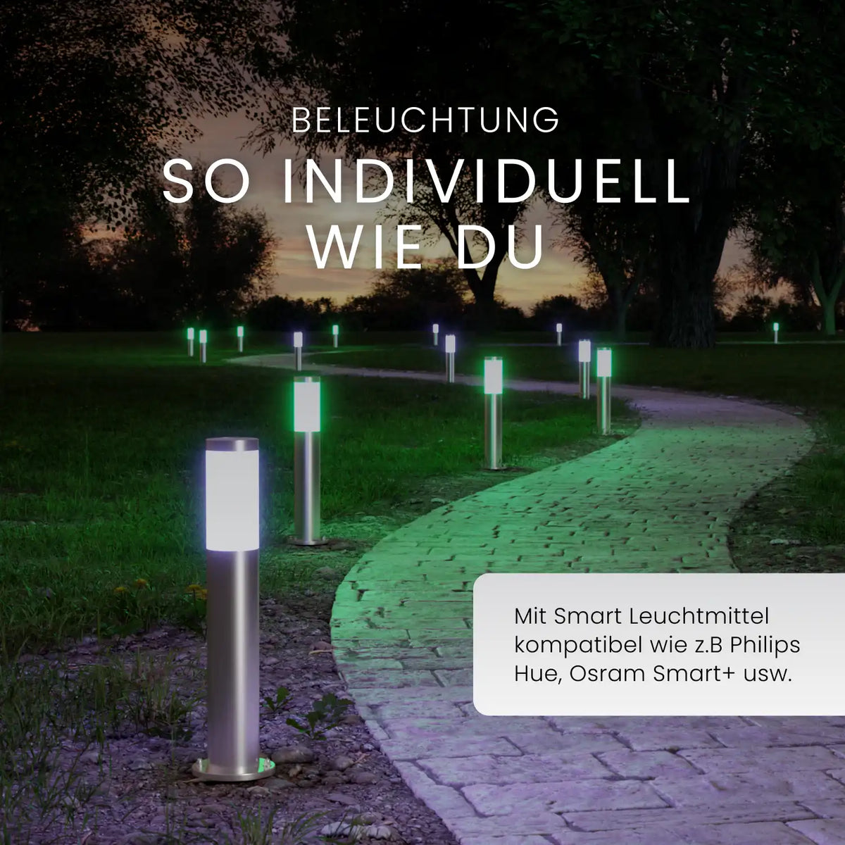 PAVO path light with ground spike, IP44, aluminum/stainless steel