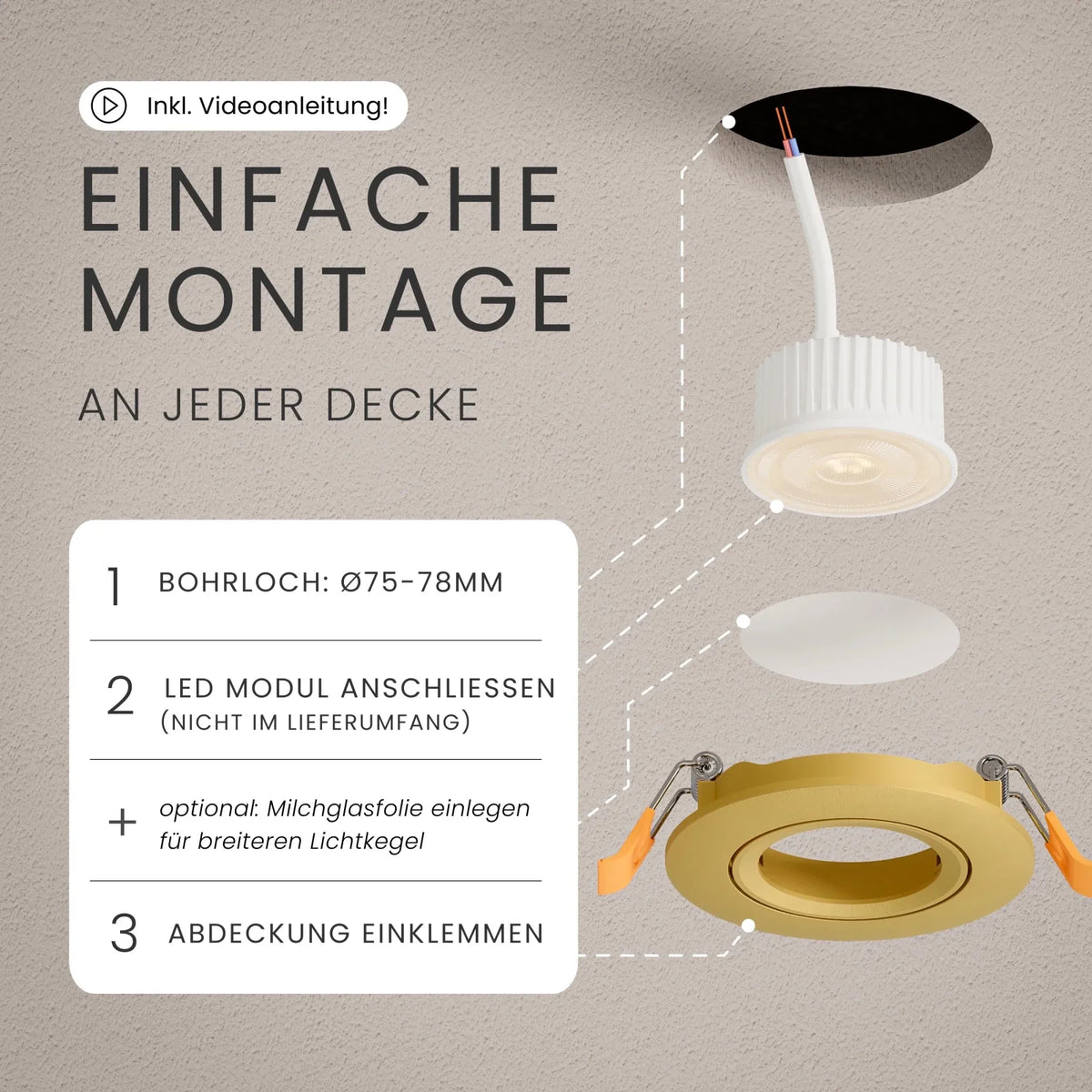Recessed spotlight NUO adjustable, excluding light source
