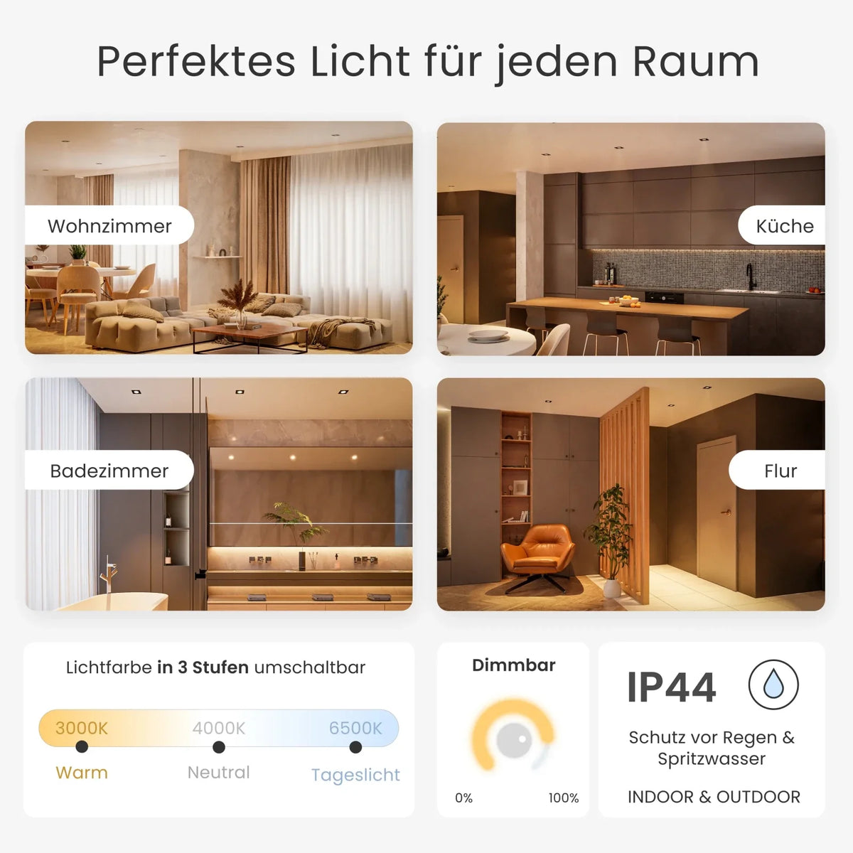 Einbaustrahler TEA in Decke eingebaut
