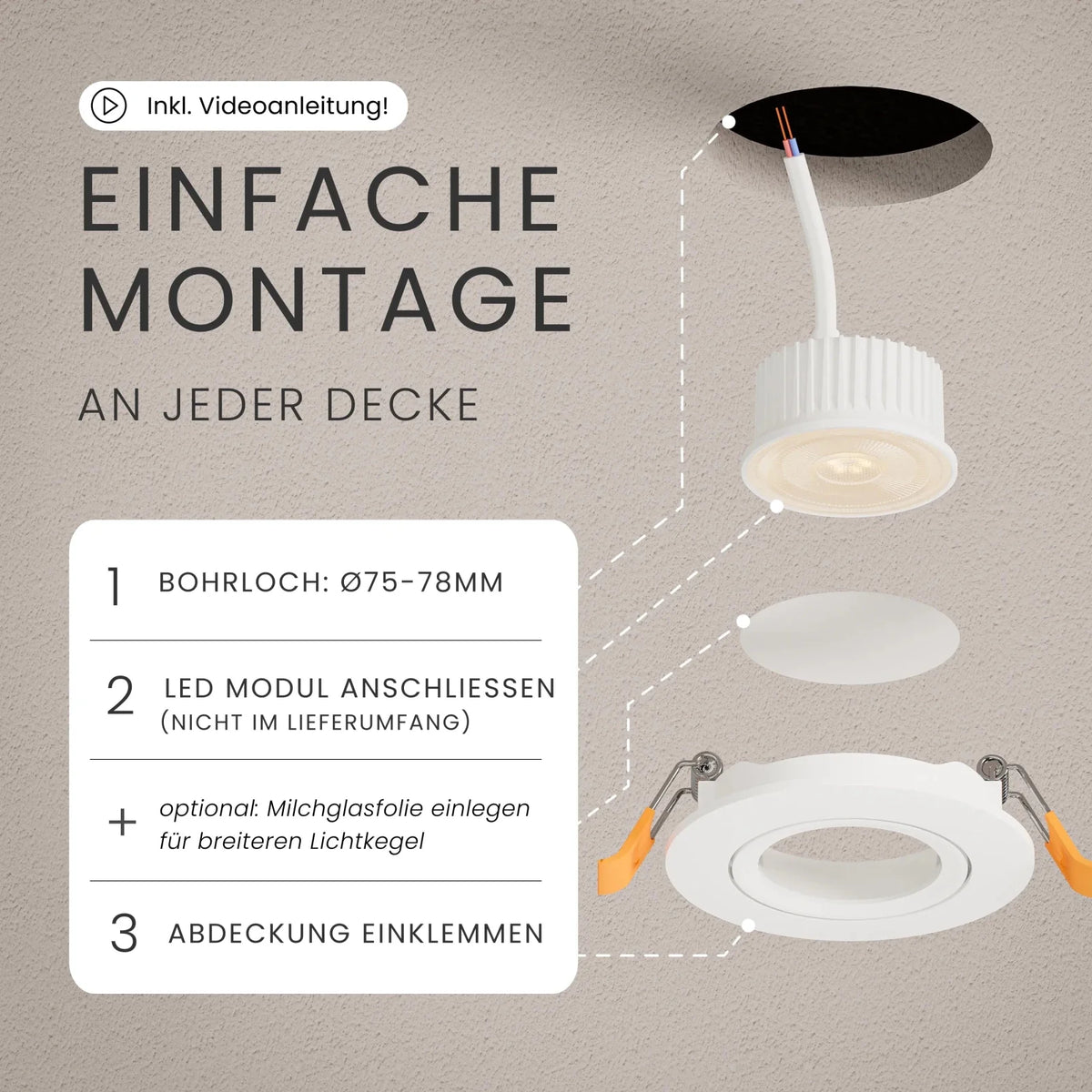 Einbaustrahler NUO Farbe Weiß Detailansicht