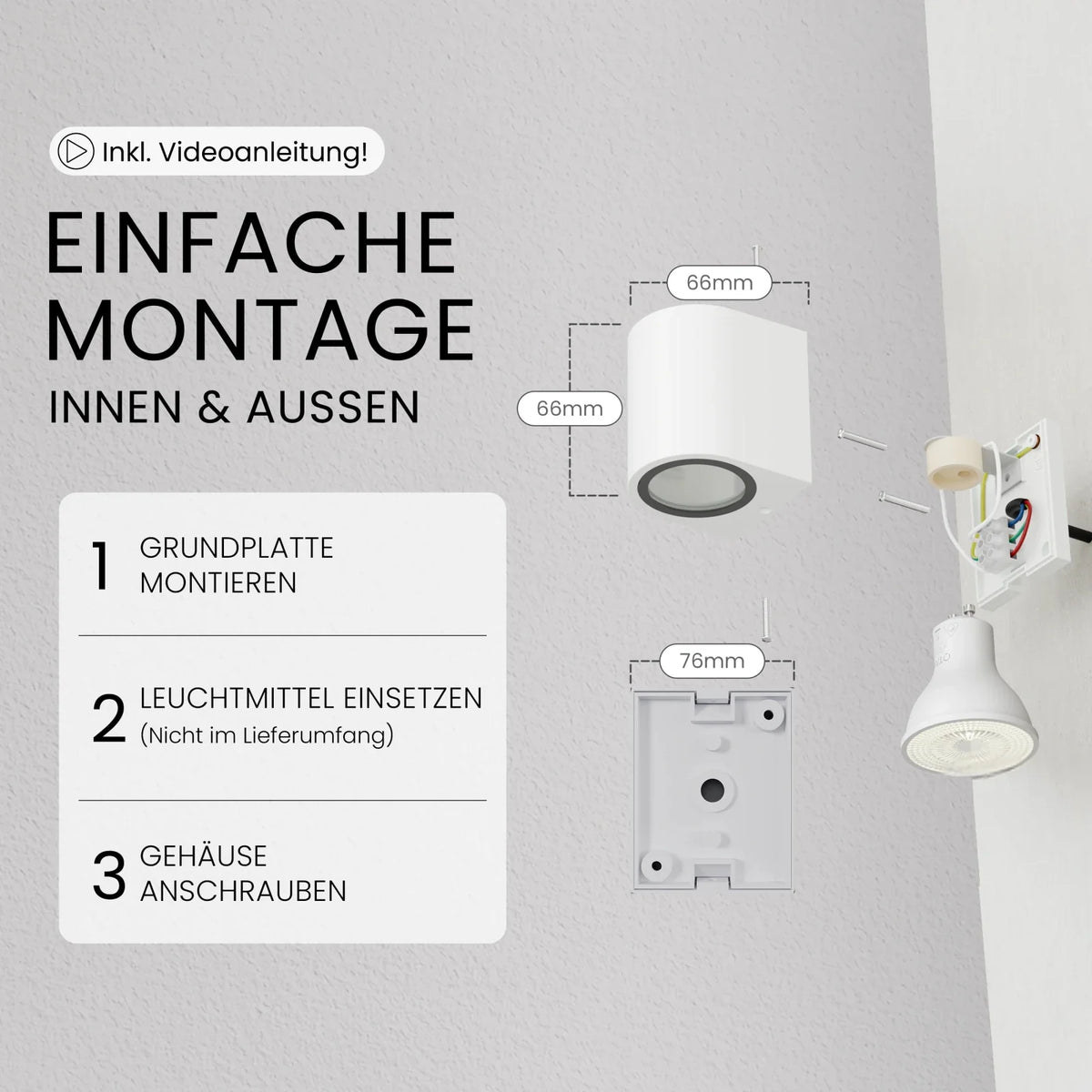 VAYA wall light indoor/outdoor, GU10, IP54