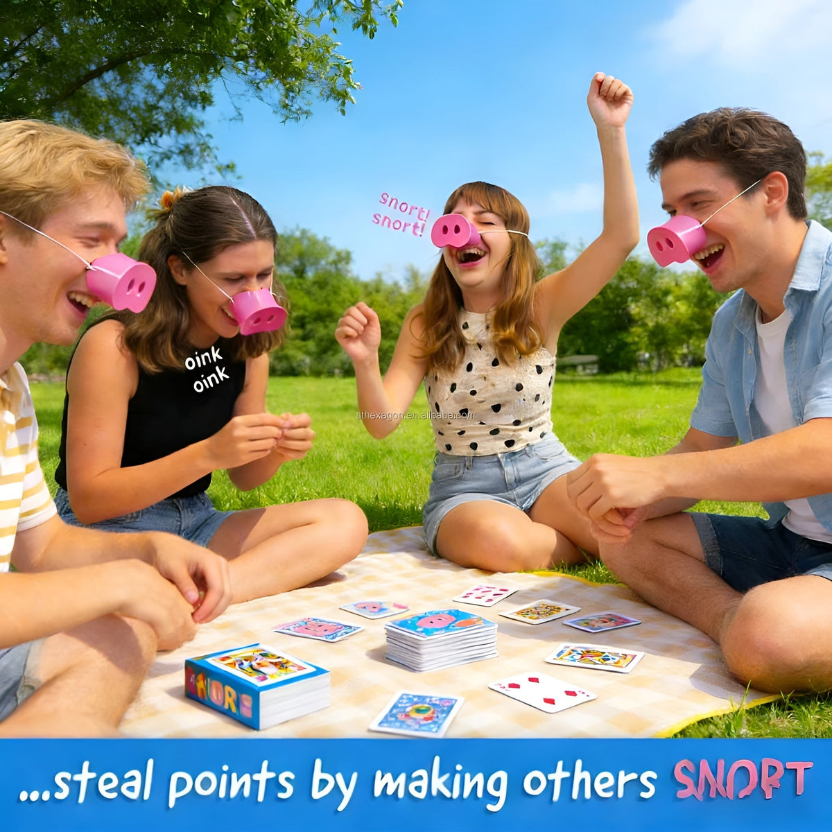 SnortBurst Party Game With Squeaky Pig Noses