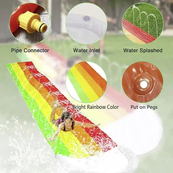 WaterSlide extra lange Rutschbahn Regenbogenfarben