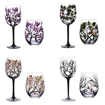 SeasonsGlass Hand-painted Four Seasons Wine Glass