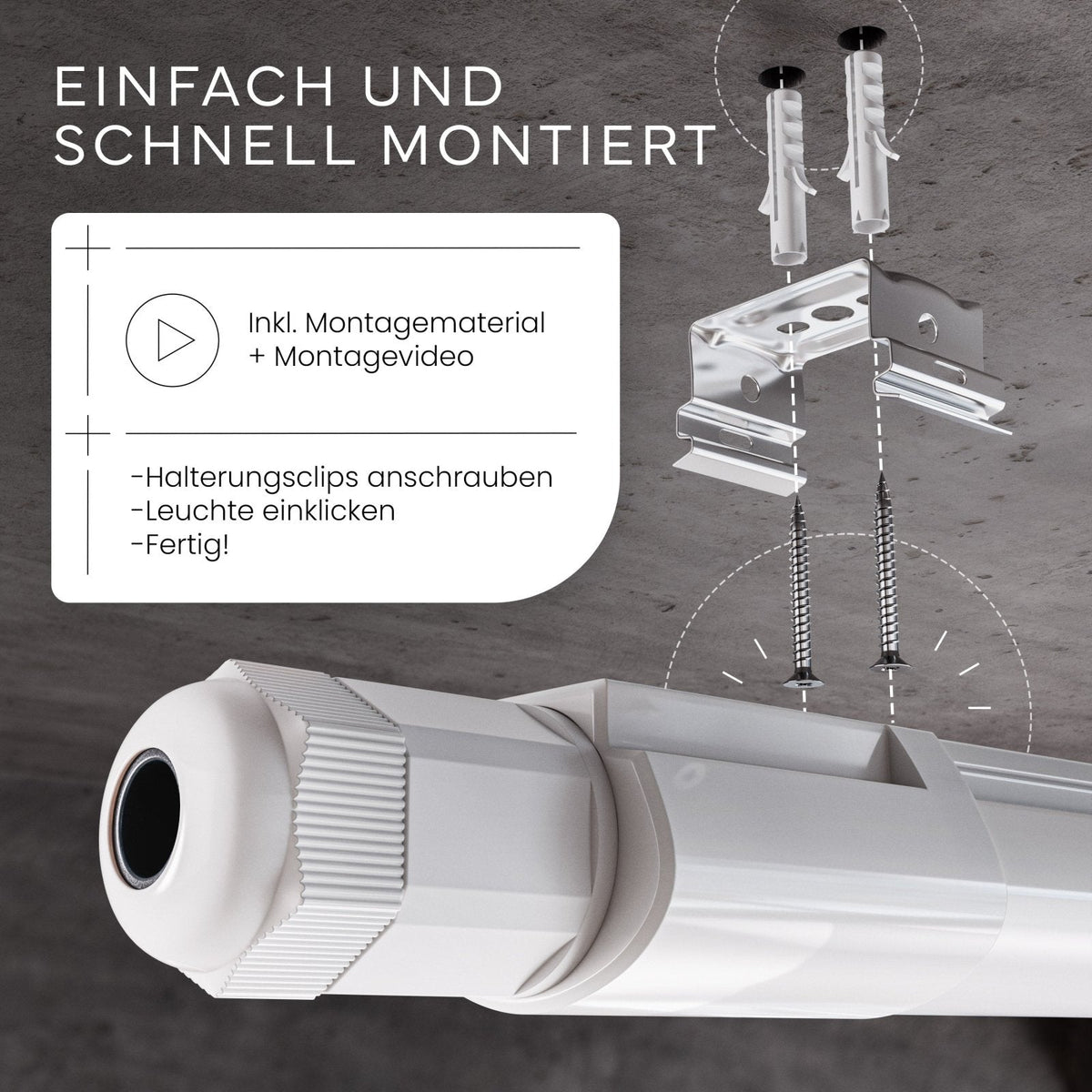 LED Feuchtraumleuchte SLIM in Garage montiert