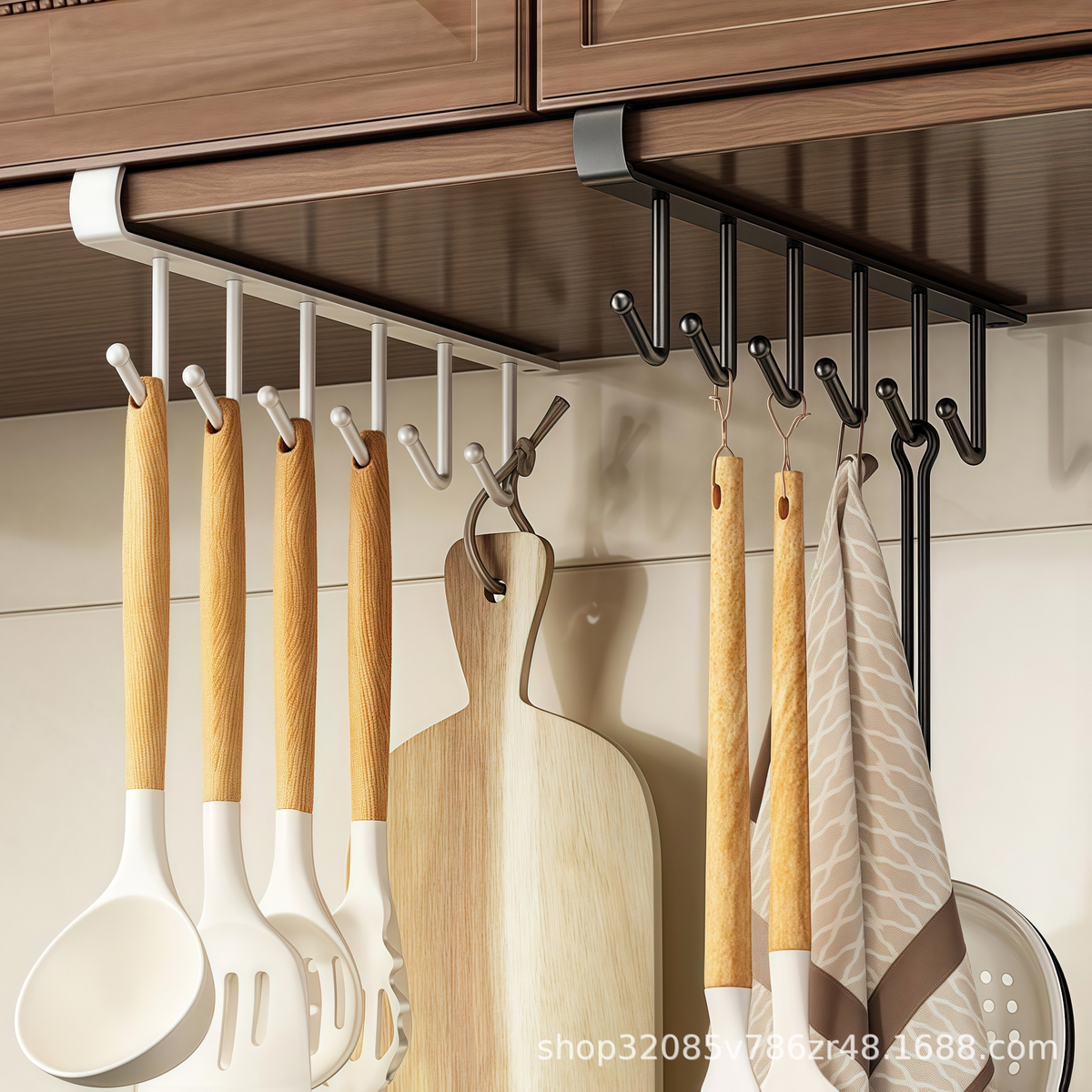 ShelfHooks – Hanging rack with 6 hooks for kitchen and wardrobe, set of 2