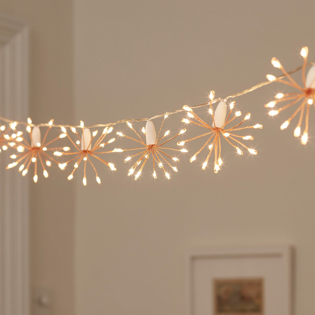 Rose Gold Star Ball LED String Lights – 15-Light Set