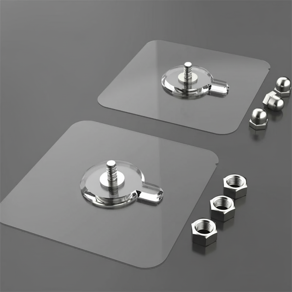Self-adhesive hooks without drilling – Transparent, set of 20