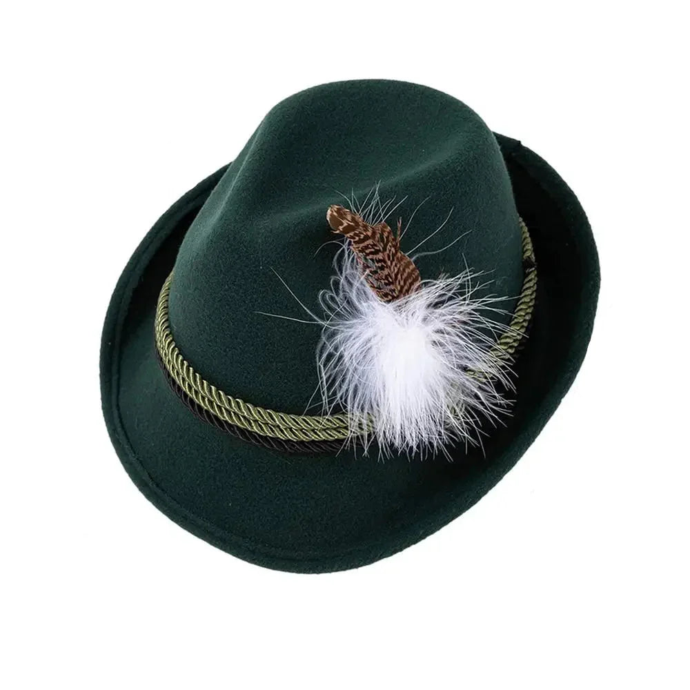 Bavarian traditional Oktoberfest Alpine hat, with feather