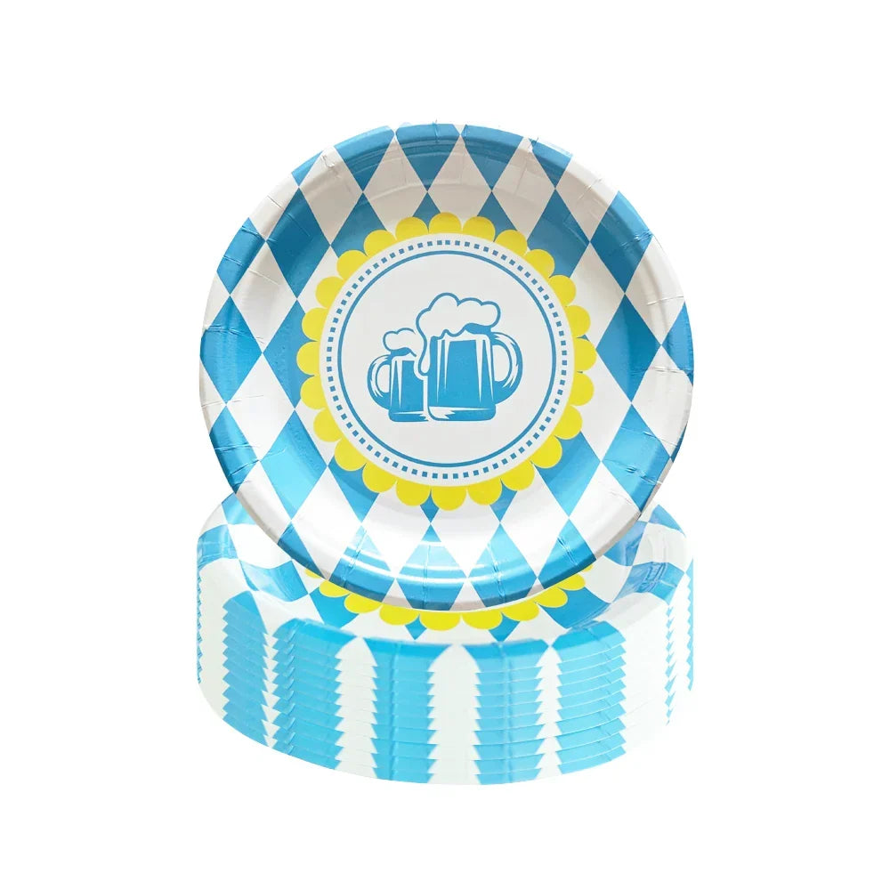 Oktoberfest disposable party tableware set, 140 pieces for 20 people