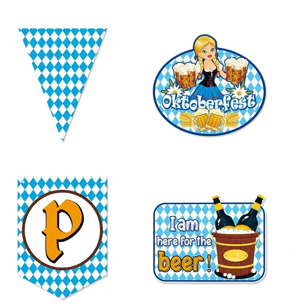 Oktoberfest paper pennant banner, DIY set diamond pattern