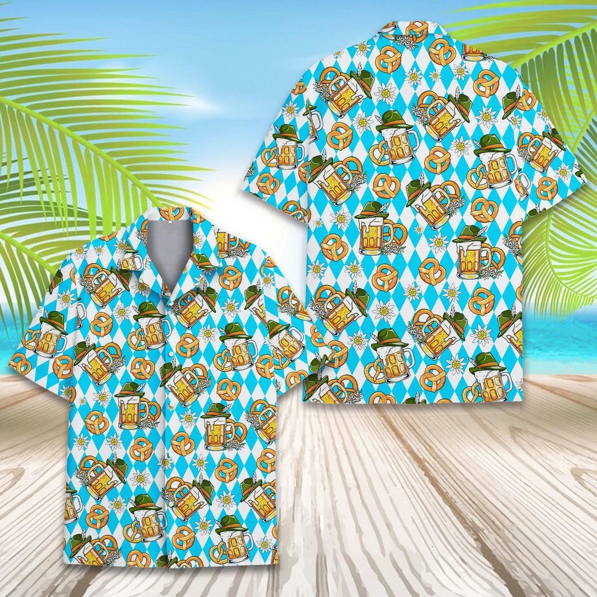 Men’s Oktoberfest shirt, lederhosen look, diamond pattern