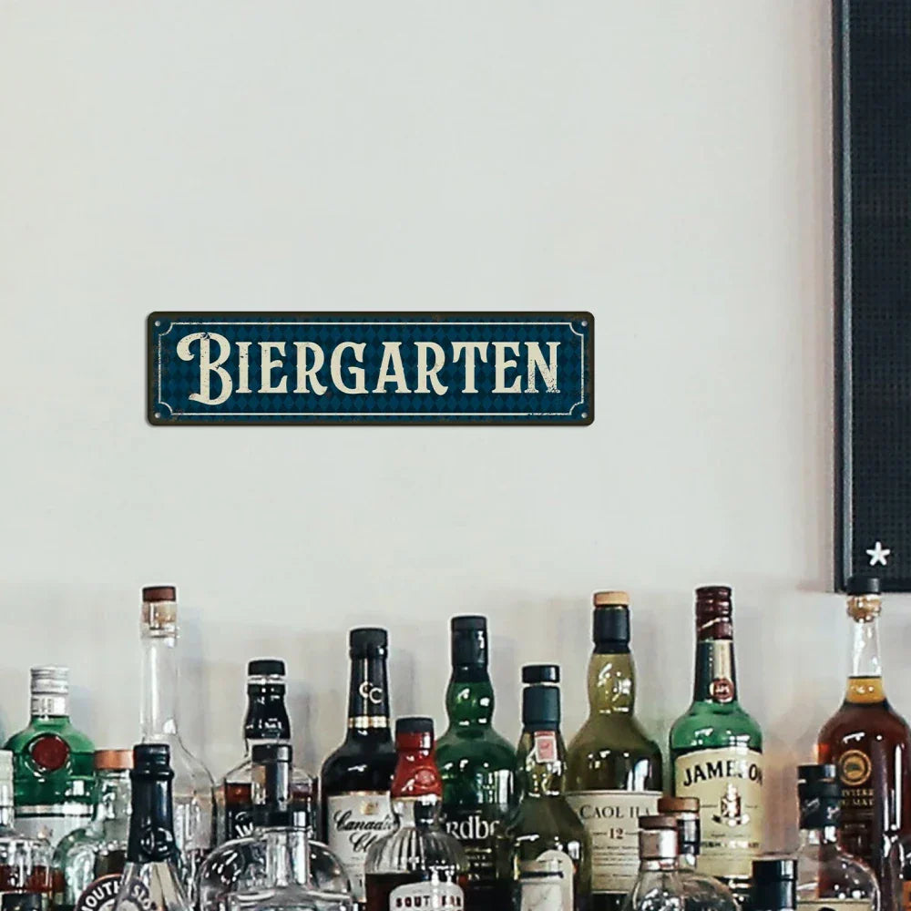 Vintage metal sign beer garden Oktoberfest, beer garden gate