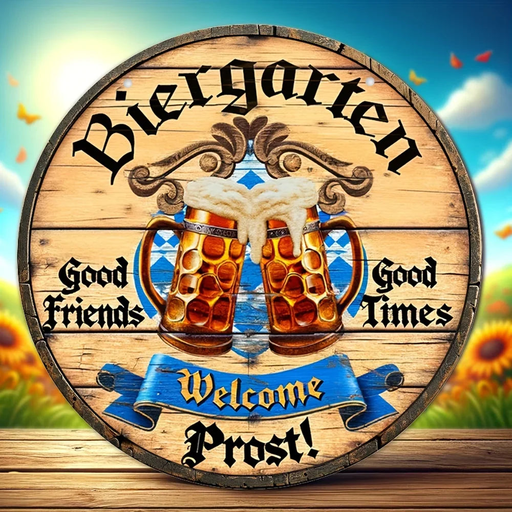 Metal wall sign beer garden Oktoberfest, cheers decor