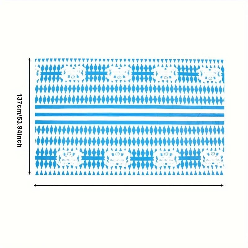 Oktoberfest table cover set, 3-piece Bavarian diamond pattern