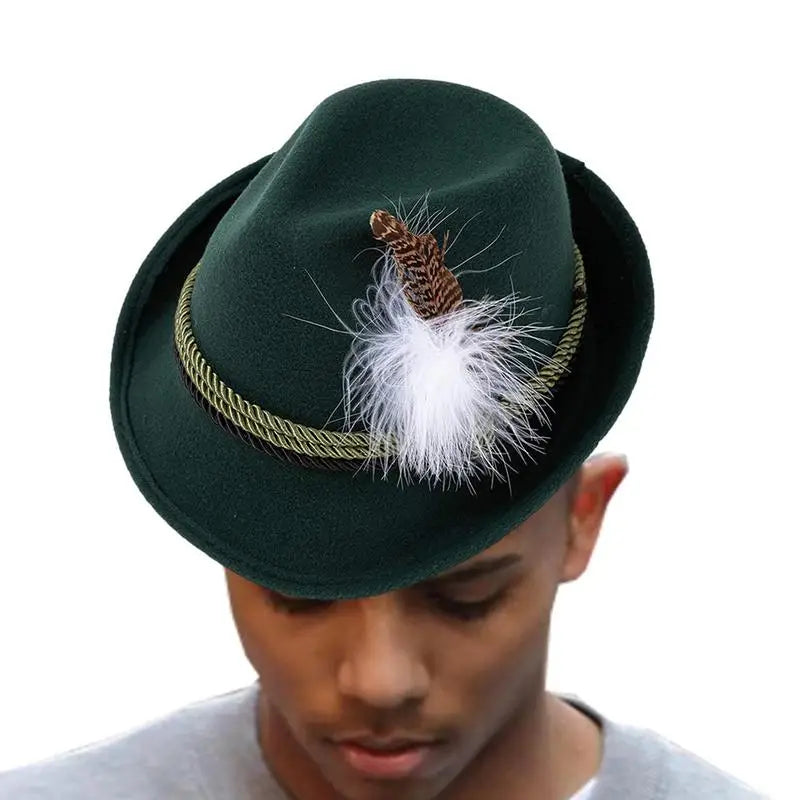 Bavarian traditional Oktoberfest Alpine hat, with feather