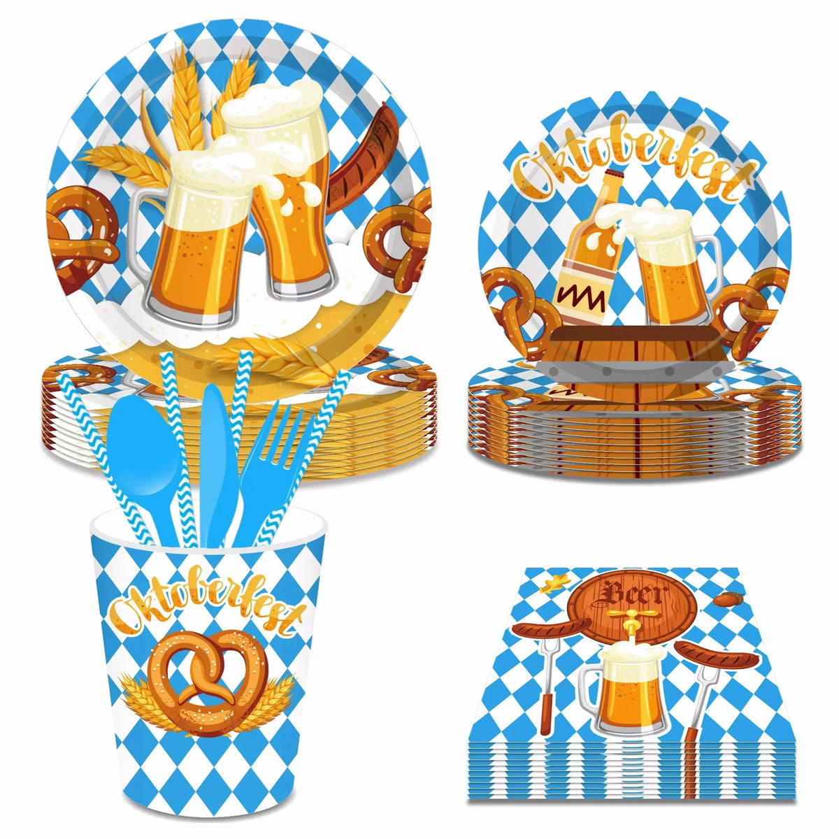 Oktoberfest Disposable Party Tableware Set, 76-Piece Party Supplies