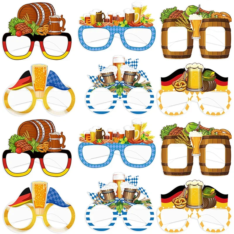 Oktoberfest Photo Glasses Set Party Supplies, 12 pieces