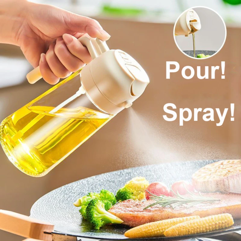 Oil Dispenser 2-in-1 Glass Dispenser for Spraying and Pouring