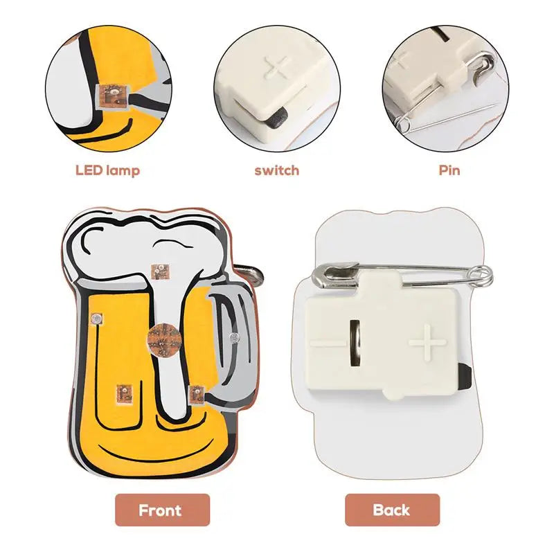 Oktoberfest LED beer mug lapel pins, glowing pins