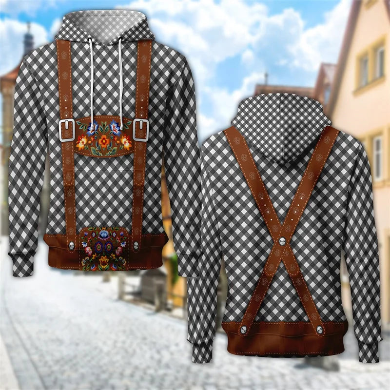 Oktoberfest 3D Hoodie with Traditional Costume Beer Stein Print, Unisex S–6XL