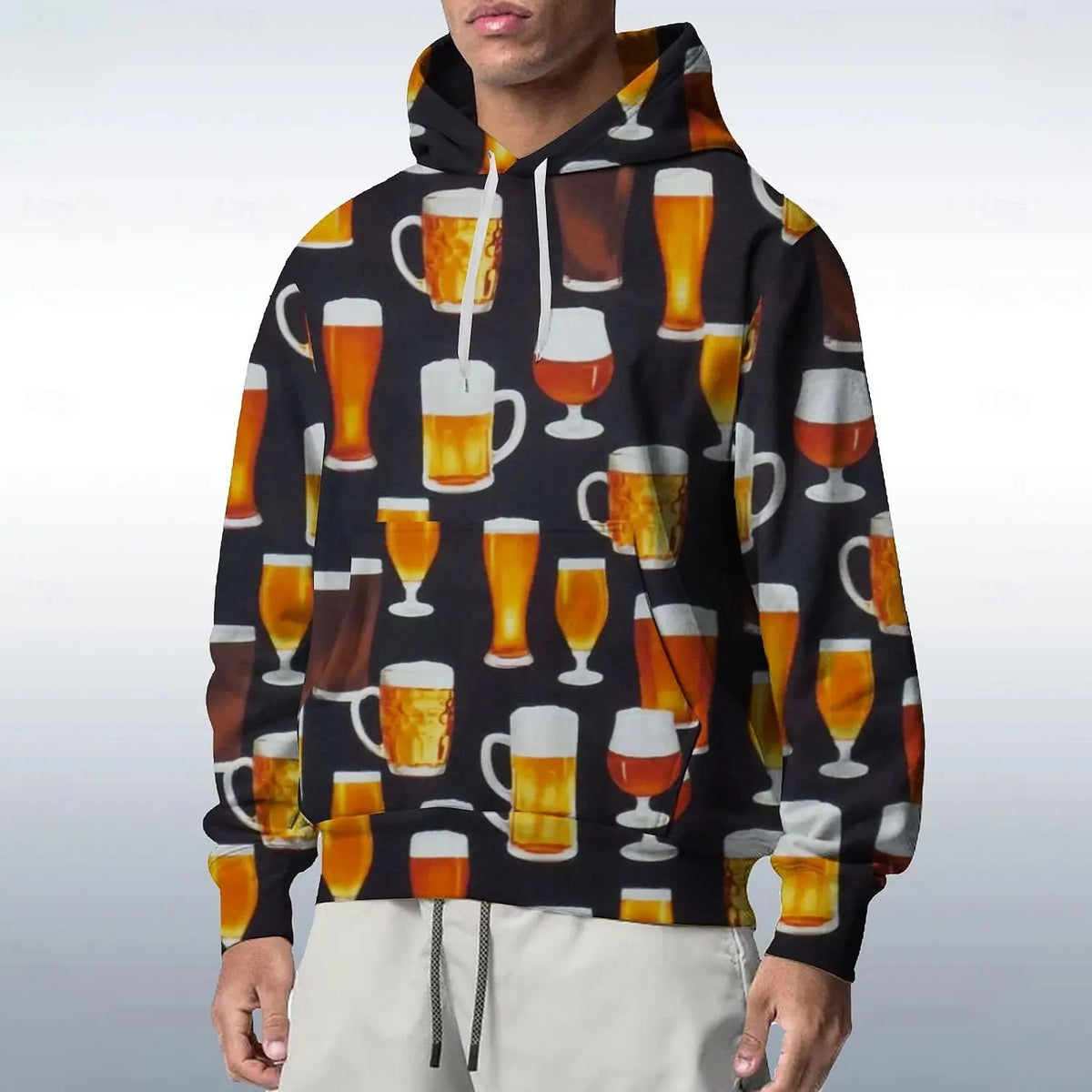 Oktoberfest Oversized Hoodie with 3D Beer Mug Print, Unisex, S–6XL