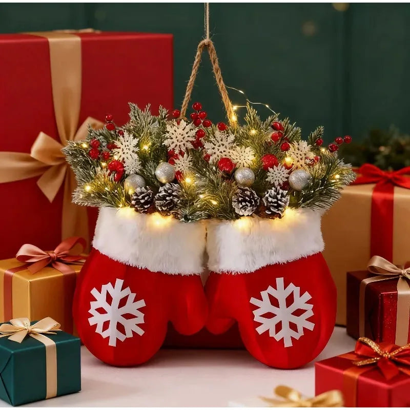 LED Christmas Wreath Mitten Shape – Battery Operated
