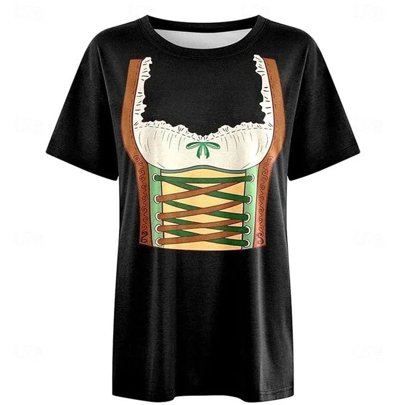 Oktoberfest T-shirt Dirndl look 3D print, unisex party shirt
