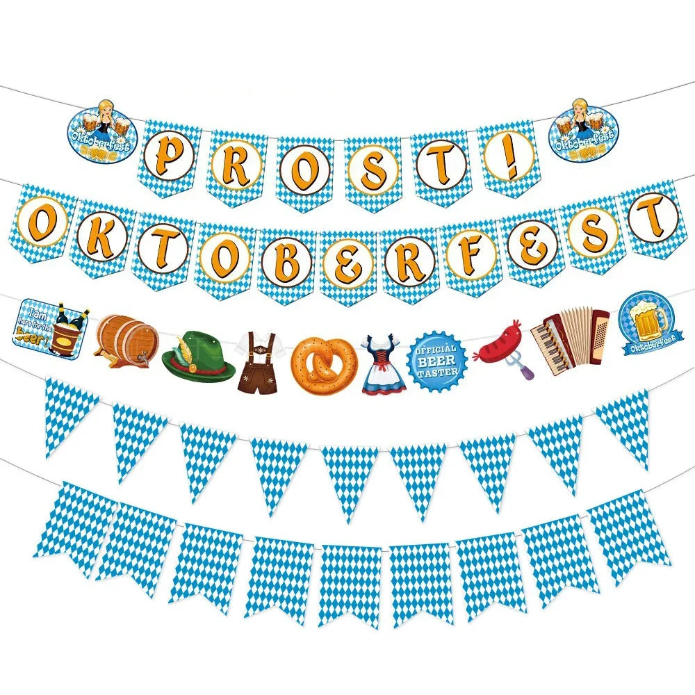 Oktoberfest paper pennant banner, DIY set diamond pattern