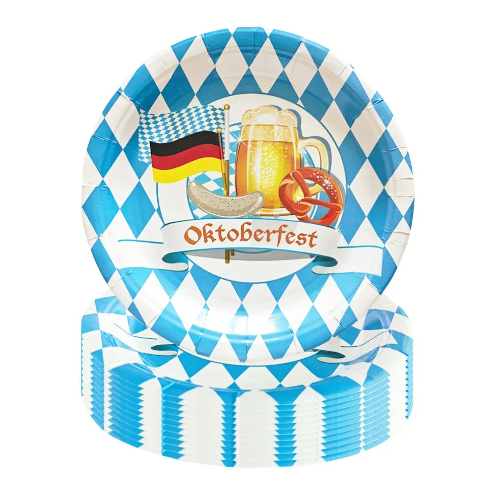 Oktoberfest disposable party tableware set, 140 pieces for 20 people