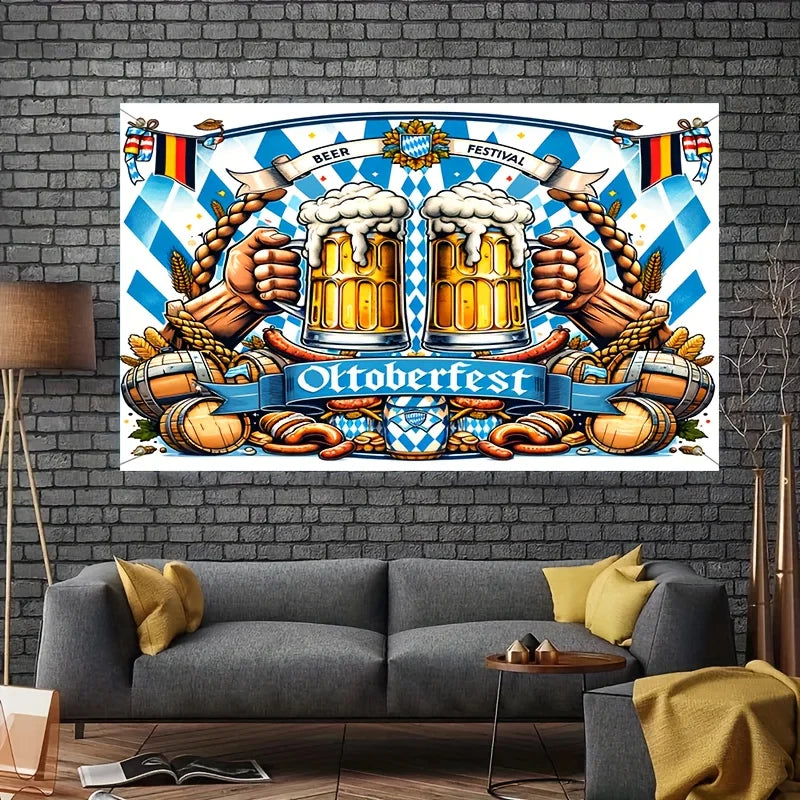 Oktoberfest Banner Bavarian Motif, Weatherproof Decoration