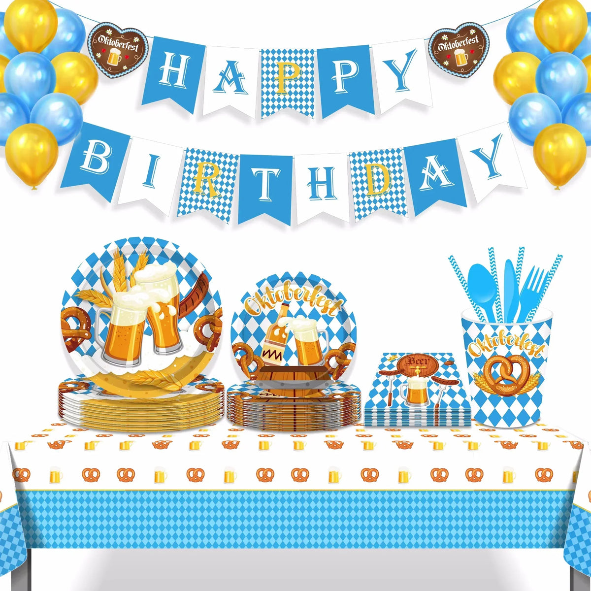 Oktoberfest Disposable Party Tableware Set, 76-Piece Party Supplies