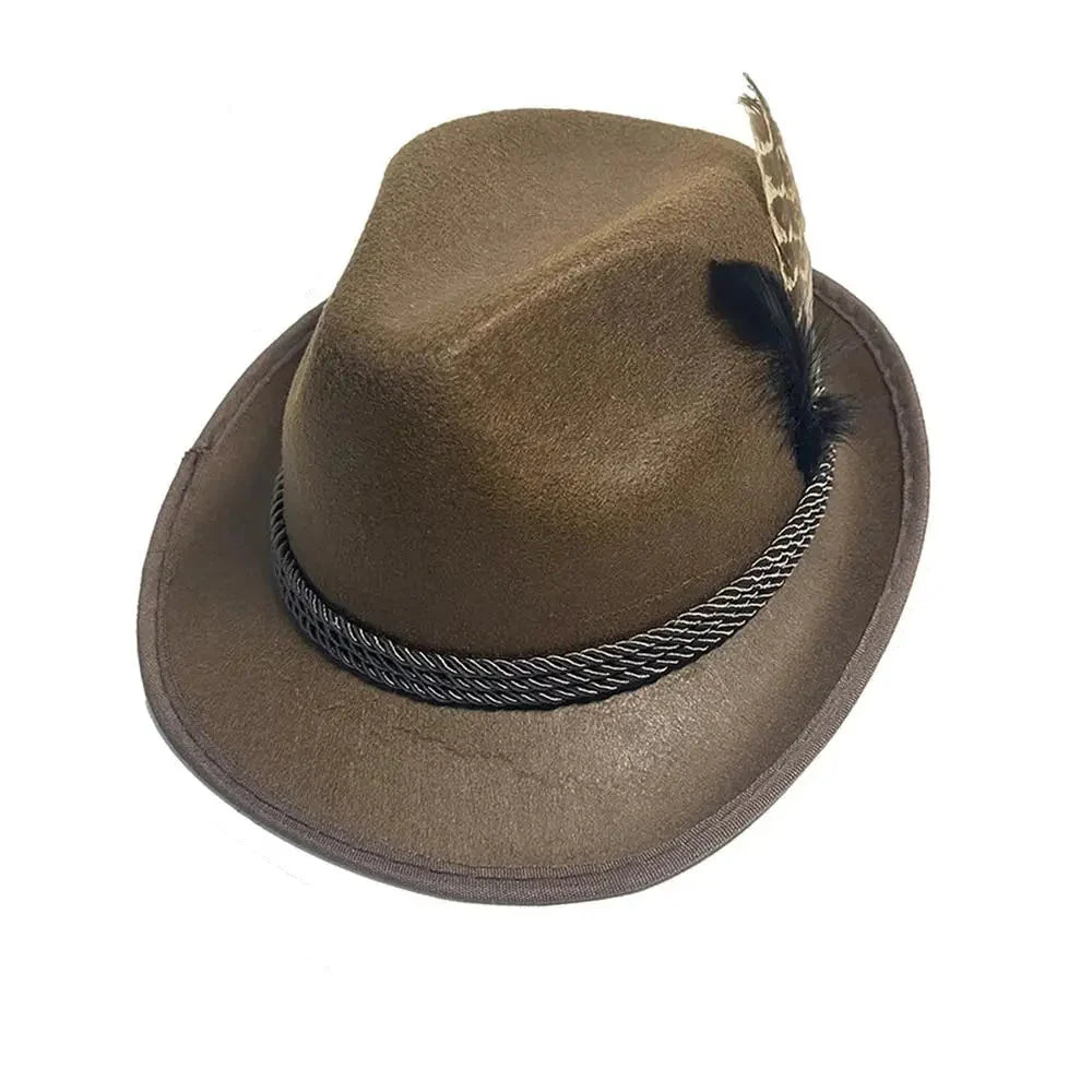 Bavarian traditional Oktoberfest Alpine hat, with feather