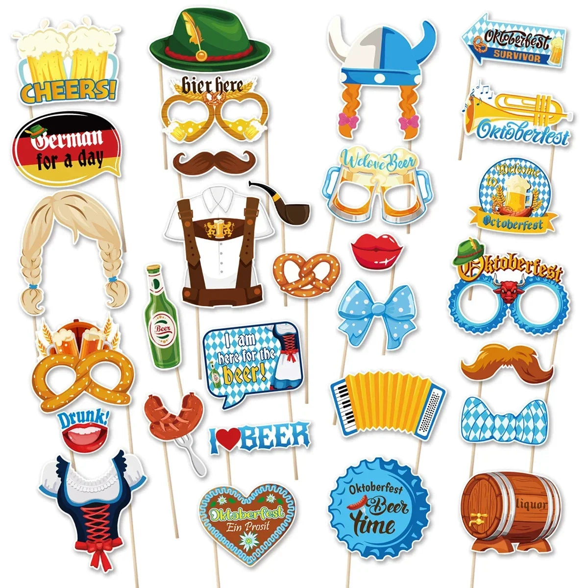 Oktoberfest photo prop set, 60-piece photo booth props
