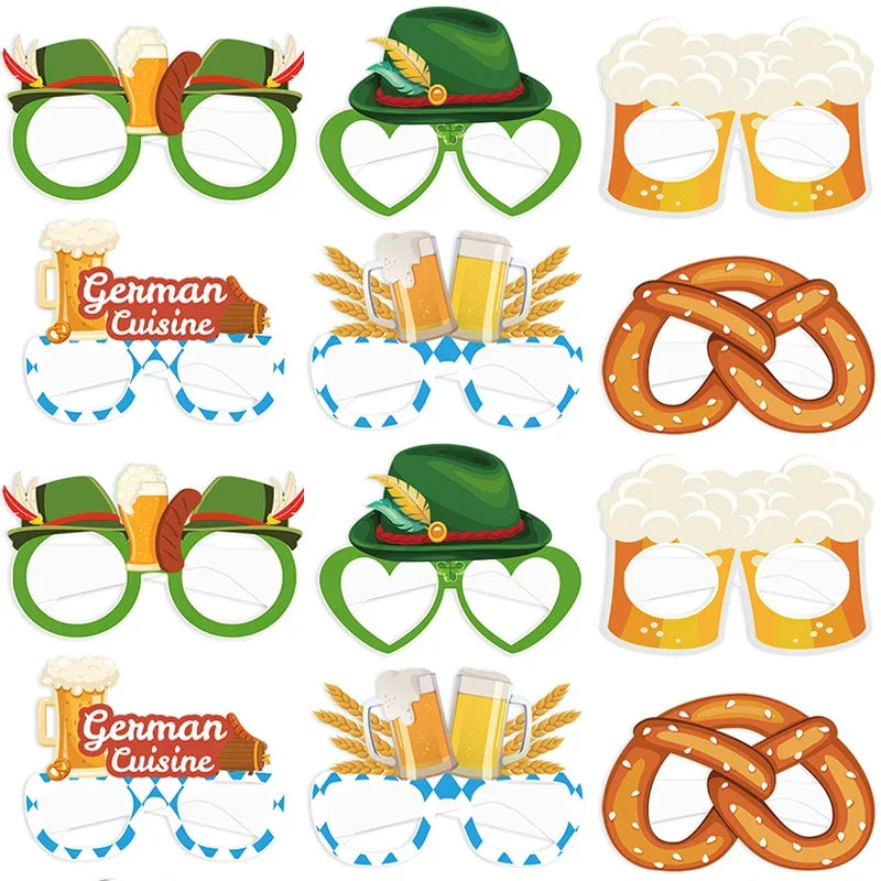 Oktoberfest Photo Glasses Set Party Supplies, 12 pieces