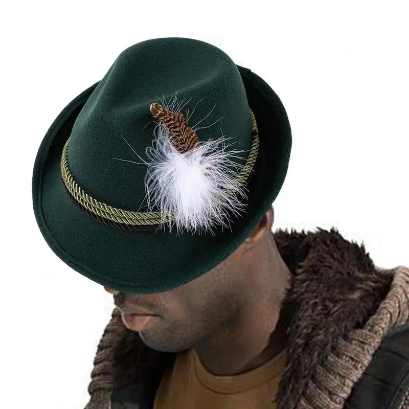 Bavarian traditional Oktoberfest Alpine hat, with feather