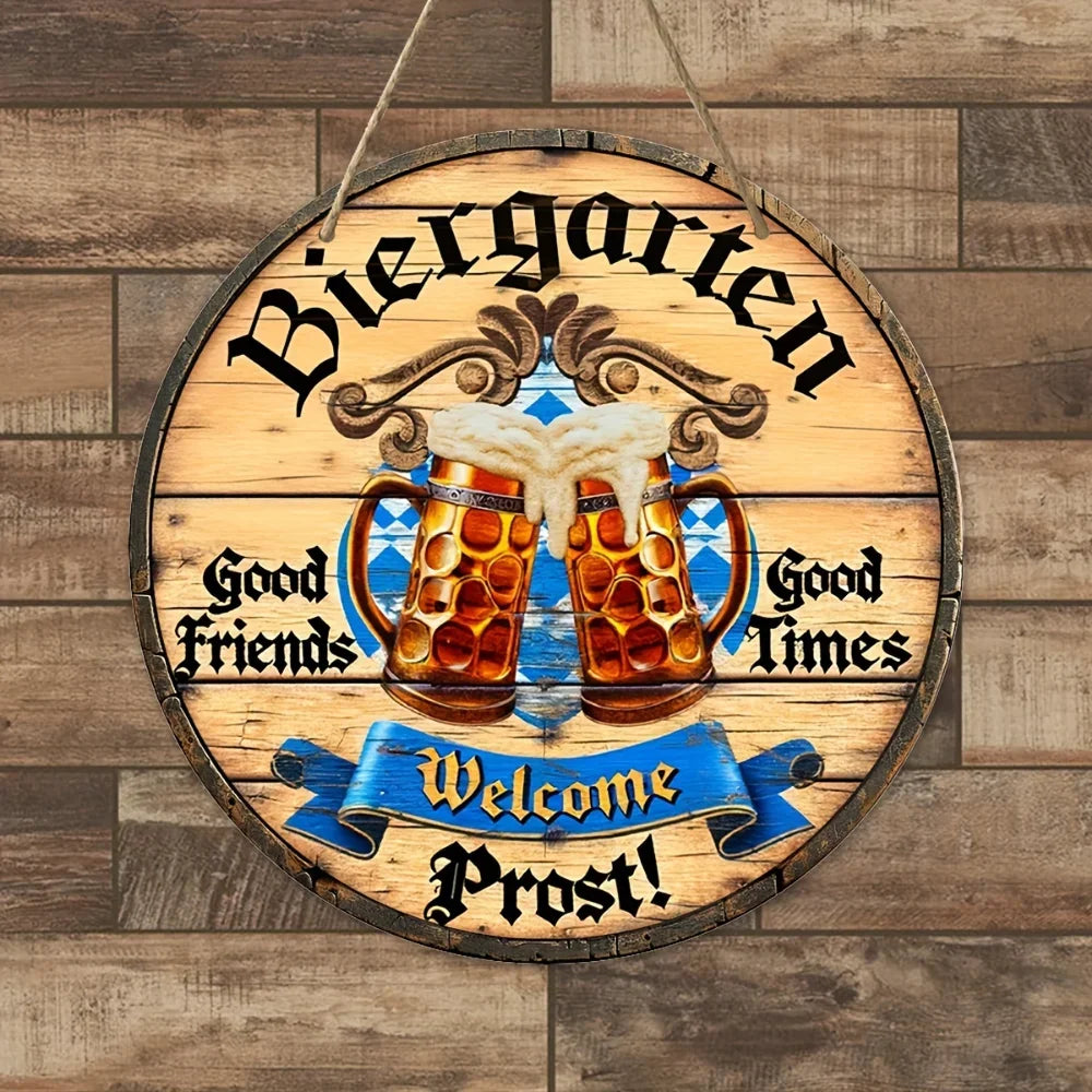 Metal wall sign beer garden Oktoberfest, cheers decor