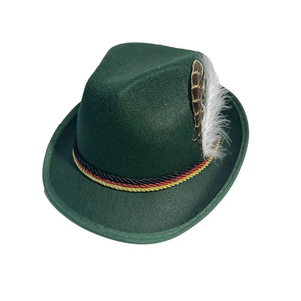 Bavarian traditional Oktoberfest Alpine hat, with feather