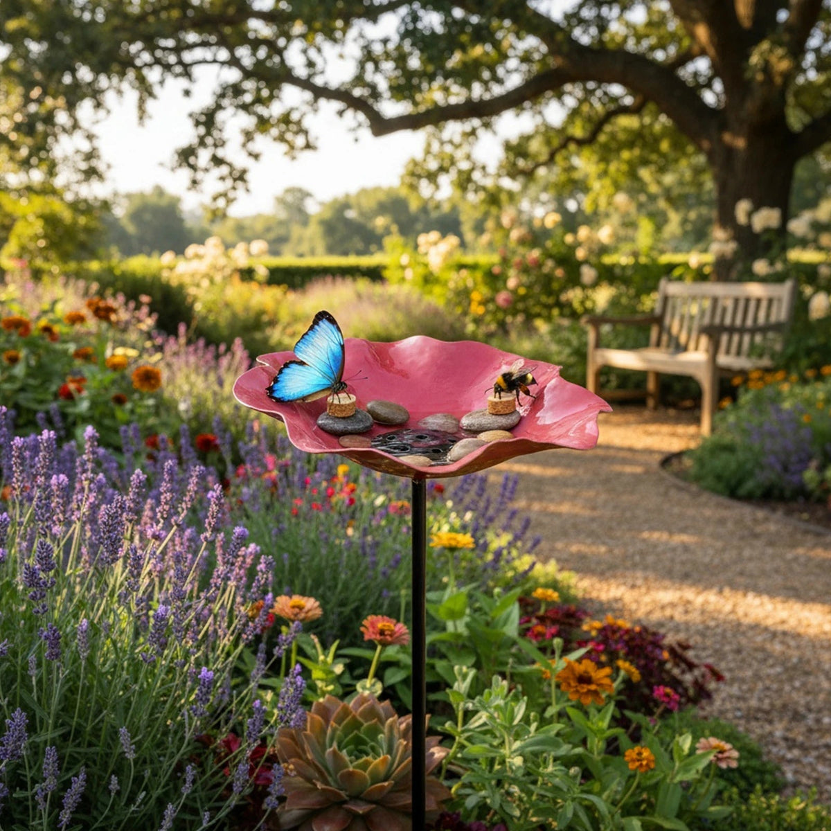 Flower-shaped bird bath for garden & balcony