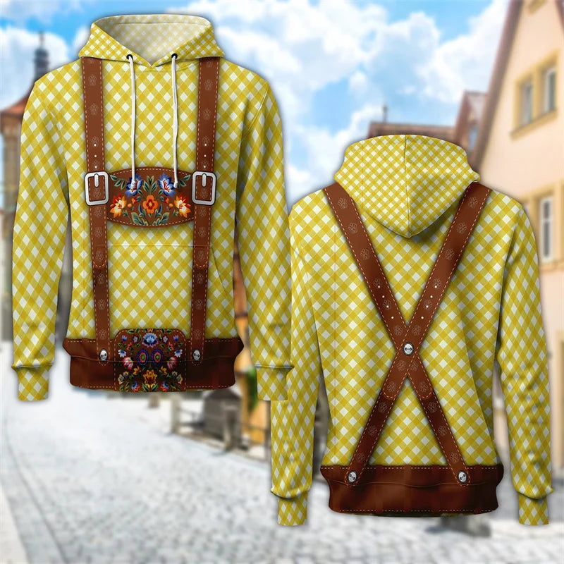 Oktoberfest 3D Hoodie with Traditional Costume Beer Stein Print, Unisex S–6XL