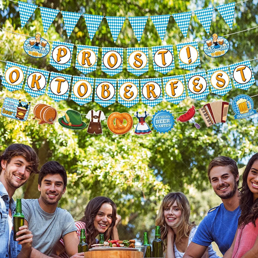 Oktoberfest paper pennant banner, DIY set diamond pattern