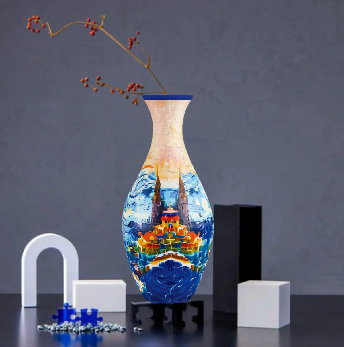PuzzleVase 160-Piece 3D Puzzle as a Flower Vase