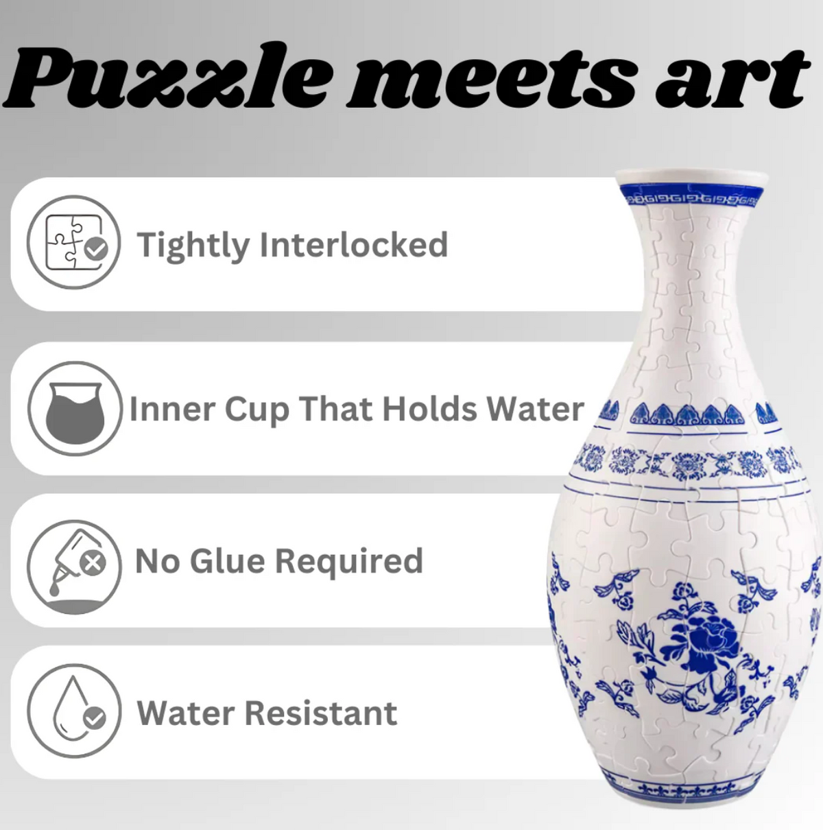 PuzzleVase 160-Piece 3D Puzzle as a Flower Vase