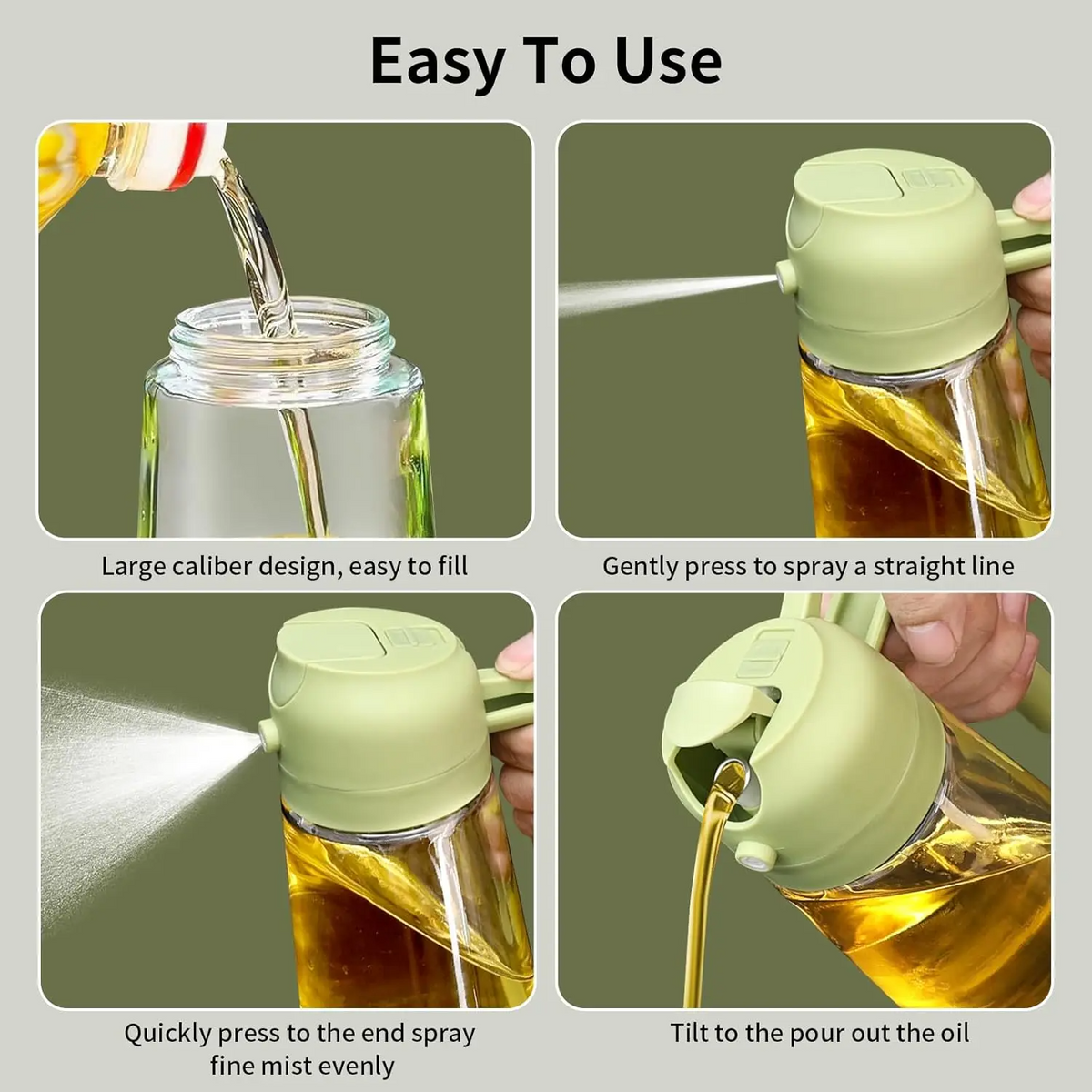 Oil Dispenser 2-in-1 Glass Dispenser for Spraying and Pouring