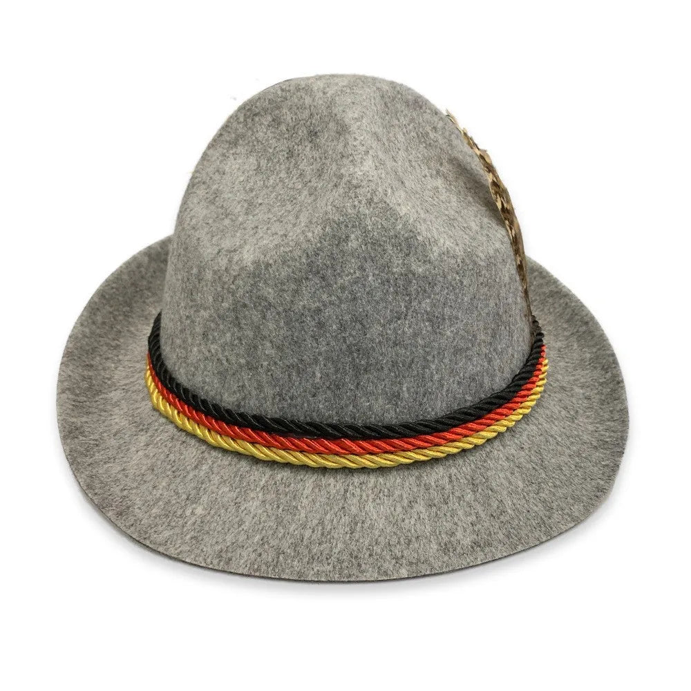 Alpine hat with feather Oktoberfest, felt traditional hat for men and women