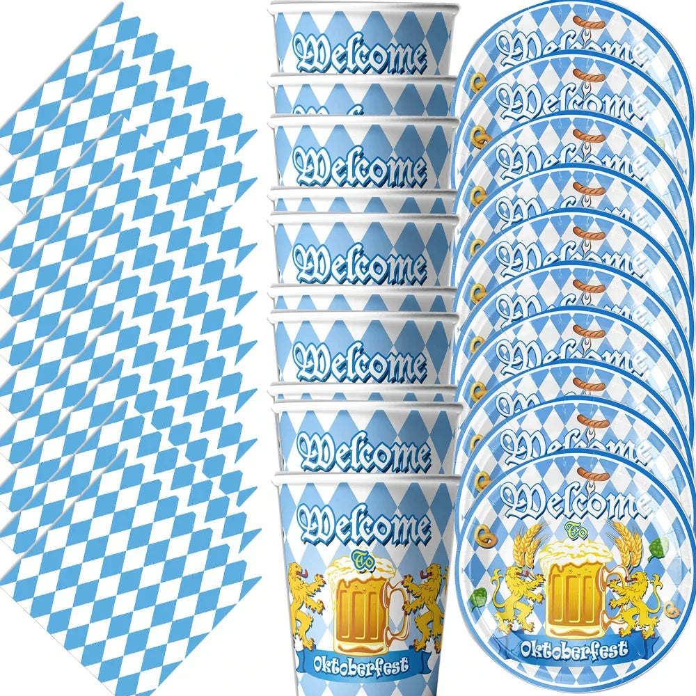 Oktoberfest disposable party tableware set, 60-piece for 20 people
